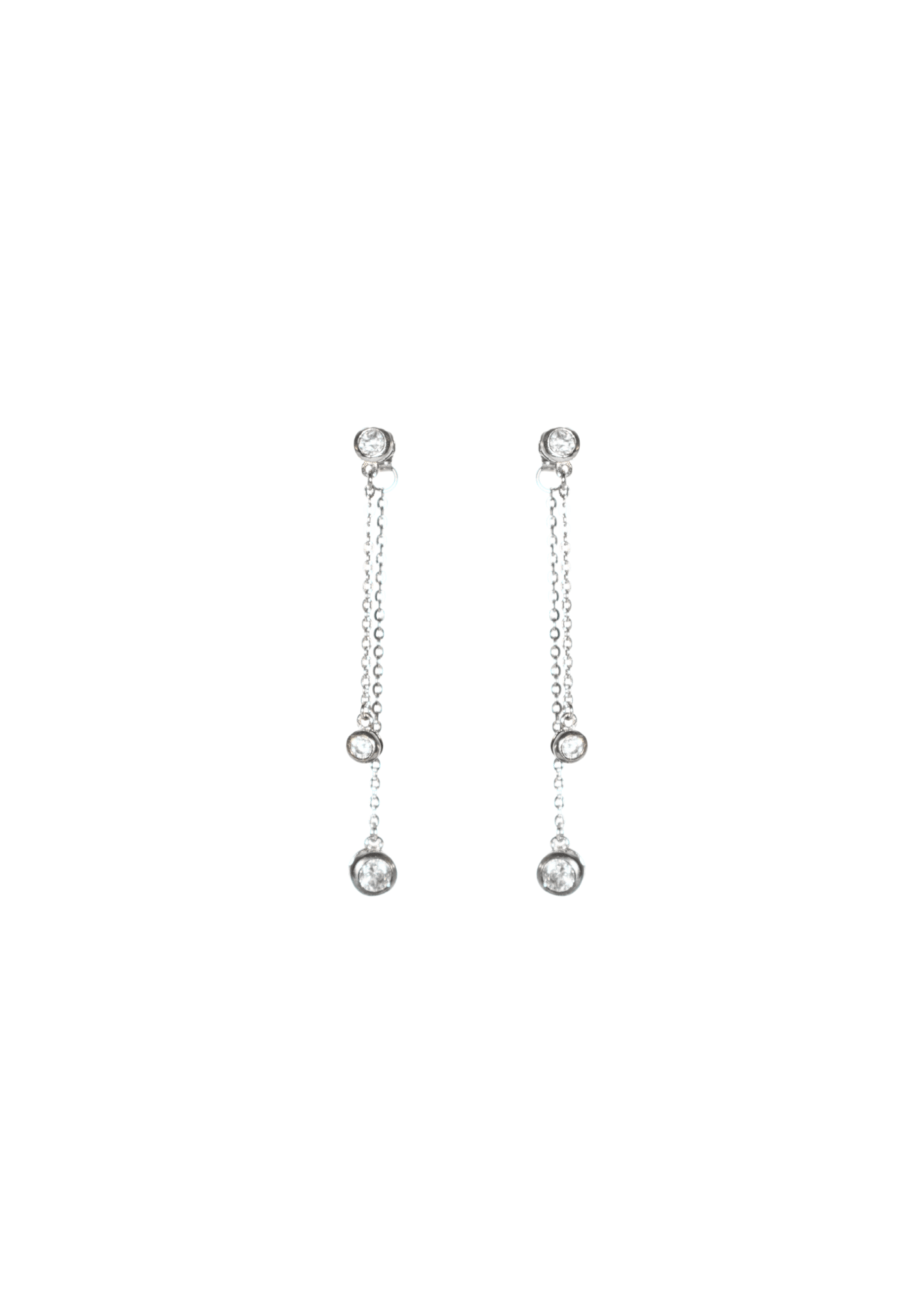 Pendientes doble brillo - PLATA