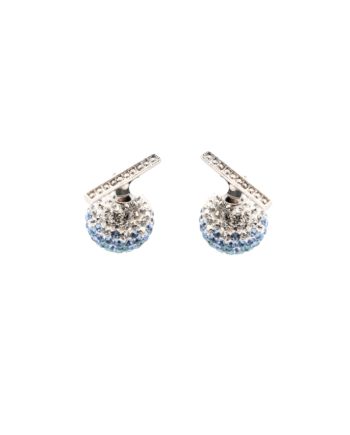 Pendientes esfera brillo azul DOBLE POSICIÓN- PLATA